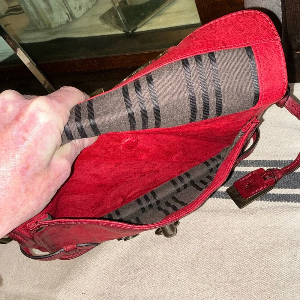 NWOT Frye Leather Cameron Crossbody Clutch Bag Burnt Red Hangtag MSRP $398 - Picture 14 of 16